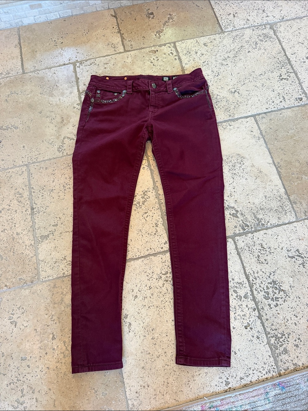 Miss Me Burgundy signature Skinny Jeans 31/28